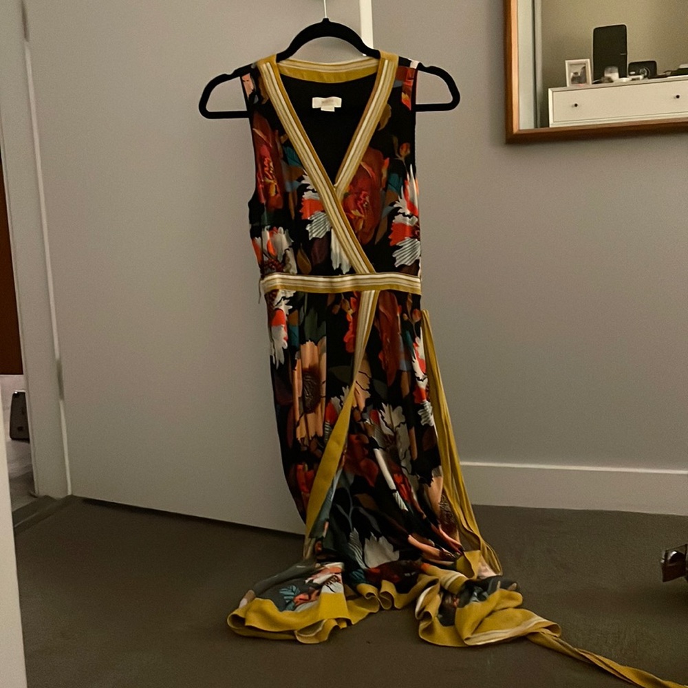 Anthropologie floral faux wrap dress